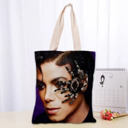 KPOP Michael Jacks Tote Bag Women Canvas Fabric Bags Eco Reusable Shopping Bags Traveling Beach Casual Useful Shoulder Bag 03-18