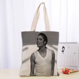 KPOP Michael Jacks Tote Bag Women Canvas Fabric Bags Eco Reusable Shopping Bags Traveling Beach Casual Useful Shoulder Bag 03-18