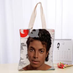 KPOP Michael Jacks Tote Bag Women Canvas Fabric Bags Eco Reusable Shopping Bags Traveling Beach Casual Useful Shoulder Bag 03-18