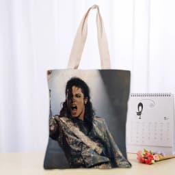 KPOP Michael Jacks Tote Bag Women Canvas Fabric Bags Eco Reusable Shopping Bags Traveling Beach Casual Useful Shoulder Bag 03-18