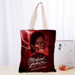 KPOP Michael Jacks Tote Bag Women Canvas Fabric Bags Eco Reusable Shopping Bags Traveling Beach Casual Useful Shoulder Bag 03-18