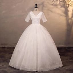 Cheap Wedding Dress Shiny Wedding Dress Classic Boat Neck Bridal Party Gown Vestido De Noiva Robe De Mariee Customized