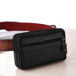 New Man Multi-function Mini Waist Bag PU Leather Double Layer Zipper Phone Card Bag Fashion Travel Belt Bags Fanny Pack