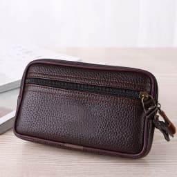 New Man Multi-function Mini Waist Bag PU Leather Double Layer Zipper Phone Card Bag Fashion Travel Belt Bags Fanny Pack