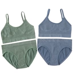 Women Seamless Bra And Briefs Set Wireless Bra Top Sexy Lingerie Set U Back Brassiere Crop Top Female Ribbed Underwear Set