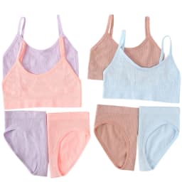 Women Seamless Bra And Briefs Set Wireless Bra Top Sexy Lingerie Set U Back Brassiere Crop Top Female Ribbed Underwear Set