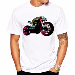 Cafe Racer Motorcycle Print Men's Vintage T Shirt Summer 2024 White Short Sleeve Casual Top 90s Cool Hip Hop Rock Tshirt Graphic