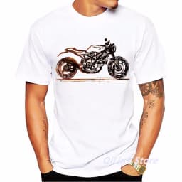 Cafe Racer Motorcycle Print Men's Vintage T Shirt Summer 2024 White Short Sleeve Casual Top 90s Cool Hip Hop Rock Tshirt Graphic