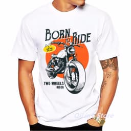 Cafe Racer Motorcycle Print Men's Vintage T Shirt Summer 2024 White Short Sleeve Casual Top 90s Cool Hip Hop Rock Tshirt Graphic
