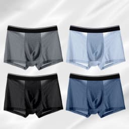 8pcs/Lot Men's Panties Ice Silk Male Underpants Breathable Summer Man Shorts Boxers Underwear Homme Bamboo Hole Large Size L-5XL