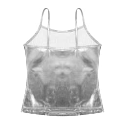 Kids Clothes Girls Shiny Metallic Camisole Tank Top Dance Costume Children Gymnastics Workout Stage Performance Clothing Tops