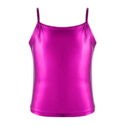 Kids Clothes Girls Shiny Metallic Camisole Tank Top Dance Costume Children Gymnastics Workout Stage Performance Clothing Tops