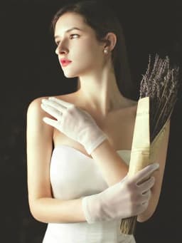 WG002 Simple Handmade Women Wedding Bridal Short White Gloves Breathable Tulle Wrist Finger Brides Bridesmaid Handschuh