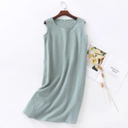 New Summer Ladies Cotton Crepe Cloth Nightdress Sleeveless Dress Solid Color Plus Size Loose Vest Skirt Furniture Skirt Women