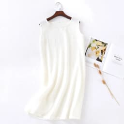 New Summer Ladies Cotton Crepe Cloth Nightdress Sleeveless Dress Solid Color Plus Size Loose Vest Skirt Furniture Skirt Women