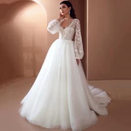 Eightree Vintage Starry Long Sleeve Wedding Dress Lace Vestidos de Noiva Bridal Dresses Sweep Train Wedding Gowns Customized
