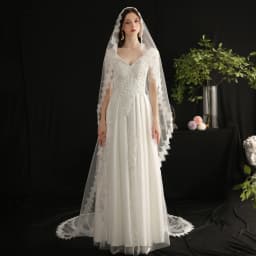 One Layer Full Edge with Eye Lash Lace Wedding Veil 3M 4M With Comb Elegant Long Bridal Veil