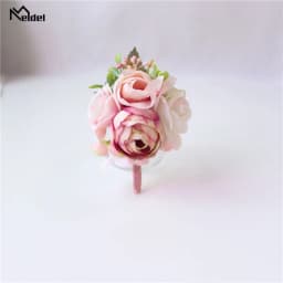 Meldel Corsage Groom Boutonniere Pin Bridal Wrist Corsage Champagne Blue Bridesmaid Bracelet Men Prom Wedding Flower Accessories
