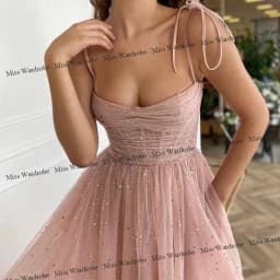 Shiny Fairy Party Dresses Spaghetti Straps A-Line Starry Tulle Prom Gown Short Graduation Dress Robes de Cocktail