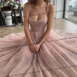 Shiny Fairy Party Dresses Spaghetti Straps A-Line Starry Tulle Prom Gown Short Graduation Dress Robes de Cocktail