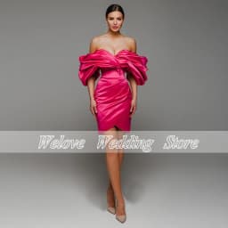 Mini Short Prom Dress For Woman Off Shoulder Simple Party Gown Pleat Corset Back Sleeveless Vestido De Novia Custom Made Cheap