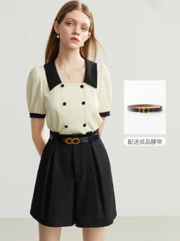 FSLE Minimalism Style Casual White Shorts For Women Summer New Arrival High Waist Shorts Jeans Female With Belt Loose Shorts