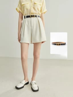 FSLE Minimalism Style Casual White Shorts For Women Summer New Arrival High Waist Shorts Jeans Female With Belt Loose Shorts