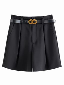 FSLE Minimalism Style Casual White Shorts For Women Summer New Arrival High Waist Shorts Jeans Female With Belt Loose Shorts