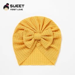 Waffle Bowknot Newborn Baby Girl Turban for Babies Soft Cotton Bow Infant Beanie Baby Headbands Toddler Baby Hair Accessories
