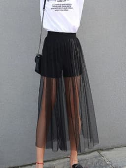 New Fashion See-through Mesh Skirts Sexy Solid High Waist Skirts Fashion Black Female Skirts