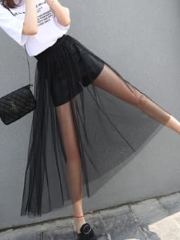 New Fashion See-through Mesh Skirts Sexy Solid High Waist Skirts Fashion Black Female Skirts