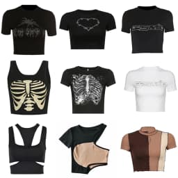 Y2k Sexy Punk Vintage Goth Black T Shirt Summer Clothes For Women Fashion Rhinestone Crop Top O-neck Short Sleeve Tee Streetwear