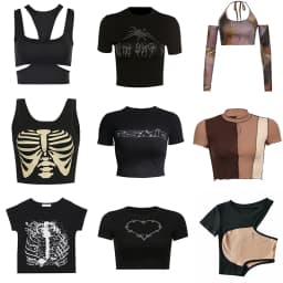 Y2k Sexy Punk Vintage Goth Black T Shirt Summer Clothes For Women Fashion Rhinestone Crop Top O-neck Short Sleeve Tee Streetwear