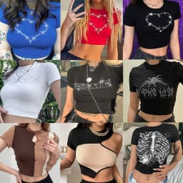 Y2k Sexy Punk Vintage Goth Black T Shirt Summer Clothes For Women Fashion Rhinestone Crop Top O-neck Short Sleeve Tee Streetwear