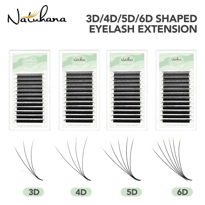 NATUHANA W Shape Eyelashes Extensions 3D 4D 5D 6D W Shaped Brown Black Clover Hand Made Premade Volume Fans Lash Extensions