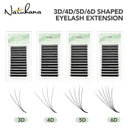 NATUHANA W Shape Eyelashes Extensions 3D 4D 5D 6D W Shaped Brown Black Clover Hand Made Premade Volume Fans Lash Extensions