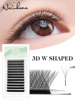 NATUHANA W Shape Eyelashes Extensions 3D 4D 5D 6D W Shaped Brown Black Clover Hand Made Premade Volume Fans Lash Extensions