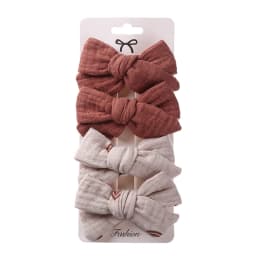 4Pcs/Set Baby Bows Hair Clips Muslin Girls Hairpins Hairclip For Kids Cotton Linen Barrette Flower Print Side Pin Accessories