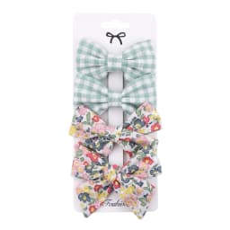4Pcs/Set Baby Bows Hair Clips Muslin Girls Hairpins Hairclip For Kids Cotton Linen Barrette Flower Print Side Pin Accessories