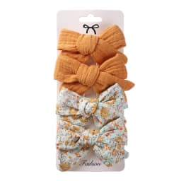 4Pcs/Set Baby Bows Hair Clips Muslin Girls Hairpins Hairclip For Kids Cotton Linen Barrette Flower Print Side Pin Accessories