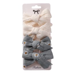 4Pcs/Set Baby Bows Hair Clips Muslin Girls Hairpins Hairclip For Kids Cotton Linen Barrette Flower Print Side Pin Accessories