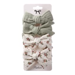 4Pcs/Set Baby Bows Hair Clips Muslin Girls Hairpins Hairclip For Kids Cotton Linen Barrette Flower Print Side Pin Accessories
