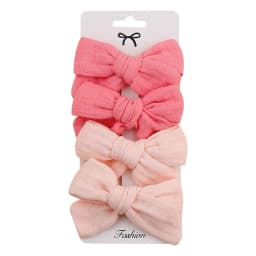 4Pcs/Set Baby Bows Hair Clips Muslin Girls Hairpins Hairclip For Kids Cotton Linen Barrette Flower Print Side Pin Accessories