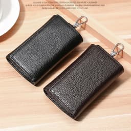 Unisex Genuine Leather Key Holder Wallet - Car/House Key Organizer with Card Slots, Compact Keychain Bag (Gift Ready