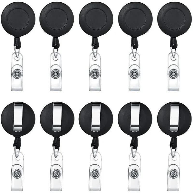 10pcs Retractable Pull Badge Reel Plastic ID Lanyard Name Tag Key Ring Chain Clips Hospital Nurse Badge Holder Credential Holder