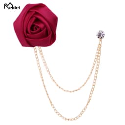 New Fashion Metal Rhinestone Crystal Brooch Men's Suit Shirt Collar Pin Artificial Silk Plastic Rose Flowers Corsage Brooches
