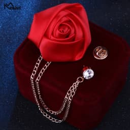 New Fashion Metal Rhinestone Crystal Brooch Men's Suit Shirt Collar Pin Artificial Silk Plastic Rose Flowers Corsage Brooches