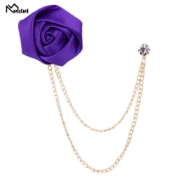 New Fashion Metal Rhinestone Crystal Brooch Men's Suit Shirt Collar Pin Artificial Silk Plastic Rose Flowers Corsage Brooches