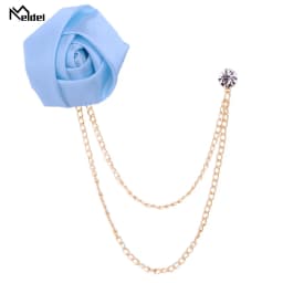 New Fashion Metal Rhinestone Crystal Brooch Men's Suit Shirt Collar Pin Artificial Silk Plastic Rose Flowers Corsage Brooches