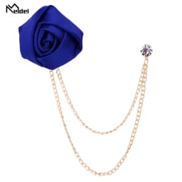 New Fashion Metal Rhinestone Crystal Brooch Men's Suit Shirt Collar Pin Artificial Silk Plastic Rose Flowers Corsage Brooches